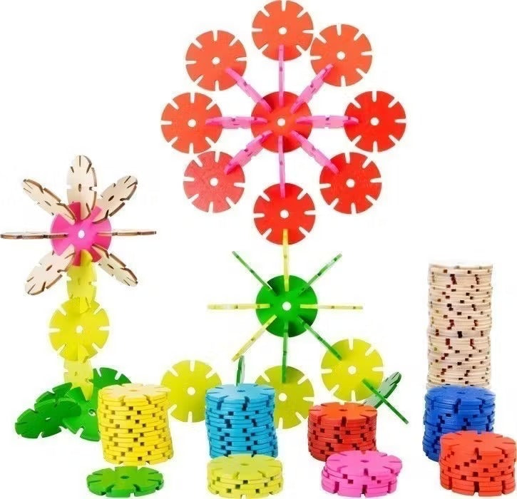 Set de constructie 3D din lemn - joc cu piese de lemn sistem conectare in floare - Small Foot