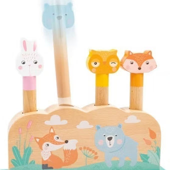 Jucarie motrica apasa si sare - pop up jucarie lemn - jucarie bebelusi pastel Small foot Legler