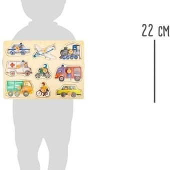 Puzzle de lemn cu buton - vehicule din oras Small Foot