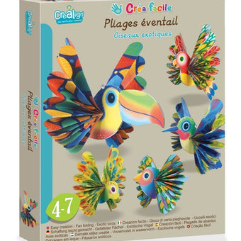 Set de creatie copii - metoda impaturire evantai - Pasari exotice Crea Lign'
