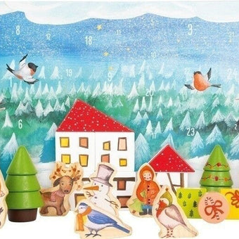 Calendar Advent cu jucarii de lemn Iarna in padure - Calendar advent copii Small Foot Legler