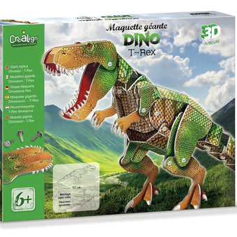 Joc dinozauri - Macheta gigantica dinozaur T-Rex- asamblare fara lipici- Crea Lign' - macheta 3D dino