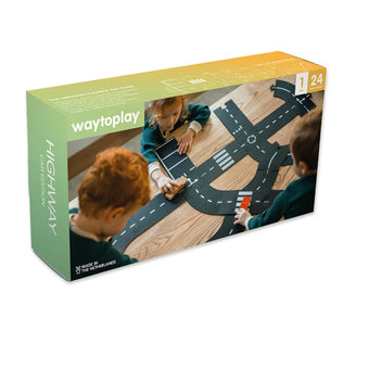 Masinuta si Traseu auto jucarie Highway CAR - Sosea auto flexibila de jucarie Waytoplay - Highway Waytoplay masinuta lemn inclusa