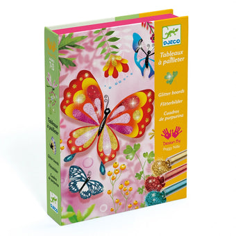 Atelier creativ Djeco - Joc cu sclipici - Fluturi in gradina - set creatie cu sclipici glitter