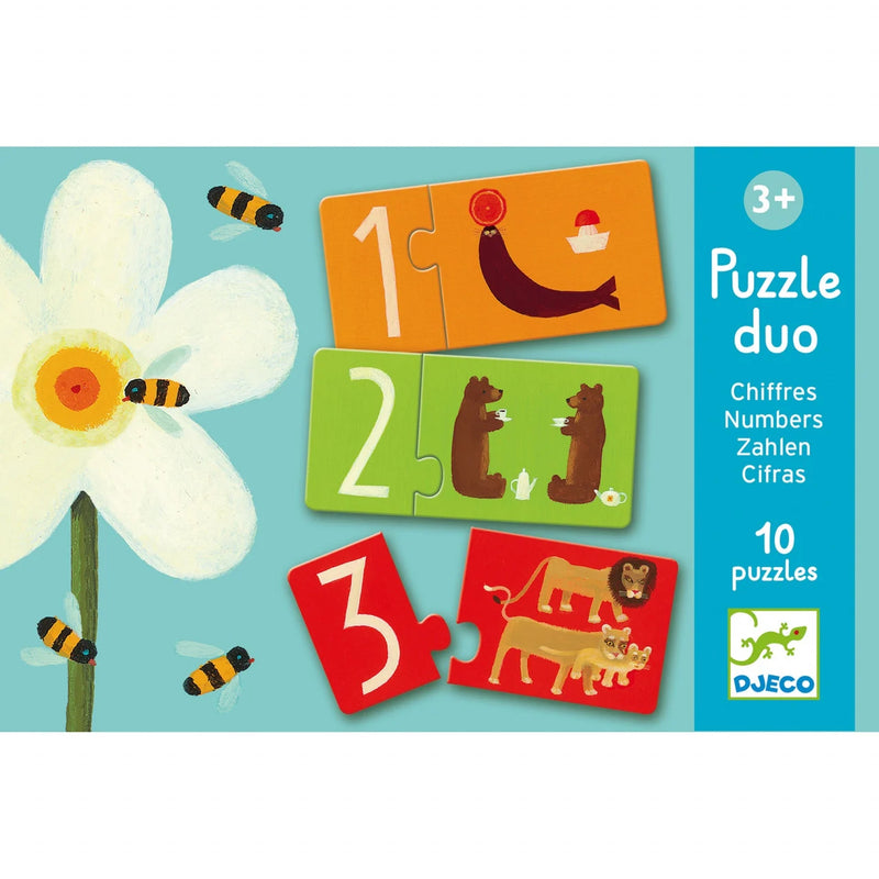 Puzzle 2 piese - 10 puzzle-uri duo DJeco - Primele numere
