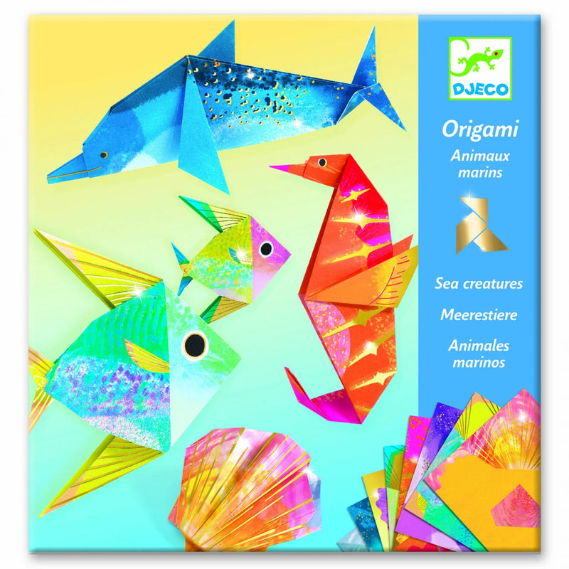 Origami animale din ocean Djeco - o introducere in origami pentru copii - nivel incepator