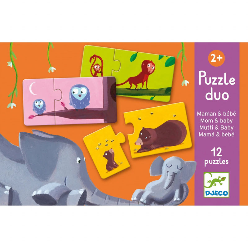Puzzle 2 piese - 12 Puzzle duo Djeco Mama si puiul