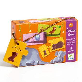 Puzzle 2 piese - 12 Puzzle duo Djeco Mama si puiul