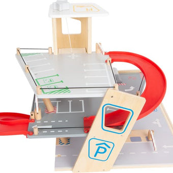 Parcare de lemn supraetajata Premium CLASS Small Foot - garaj de lemn - set de joaca masinute