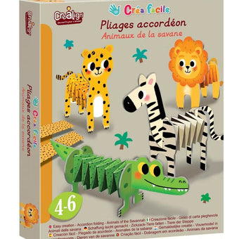 Set de creatie copii - metoda impaturire acordeon - Animale din savana Crea Lign'