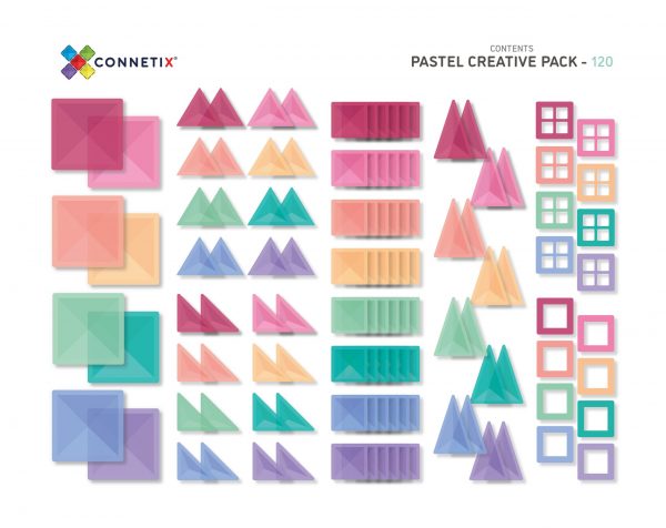 Set Magnetic Connetix - Set constructie magnetic, 120 piese Connetix Pastel Creative