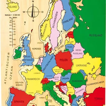 Puzzle lemn Europa - puzzle lemn invata tarile Europei Small Foot by Legler