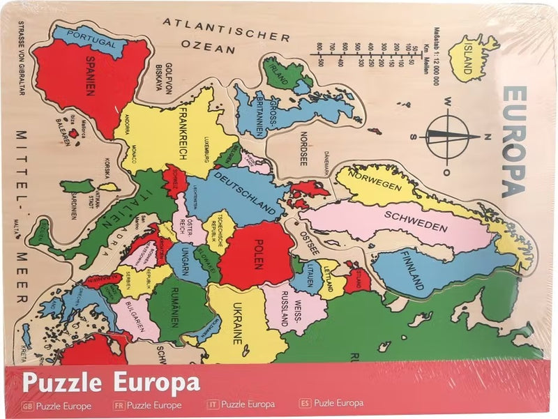 Puzzle lemn Europa - puzzle lemn invata tarile Europei Small Foot by Legler