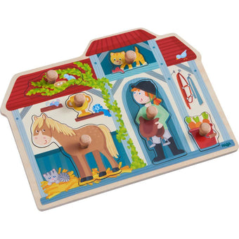 Puzzle cu buton Haba - Cai - copilaresti.ro