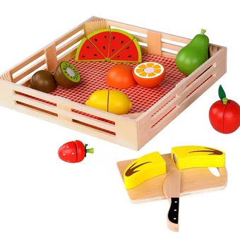 Fructe de taiat pentru bucatarii de jucarie - accesorii bucatarii copii - fructe de lemn