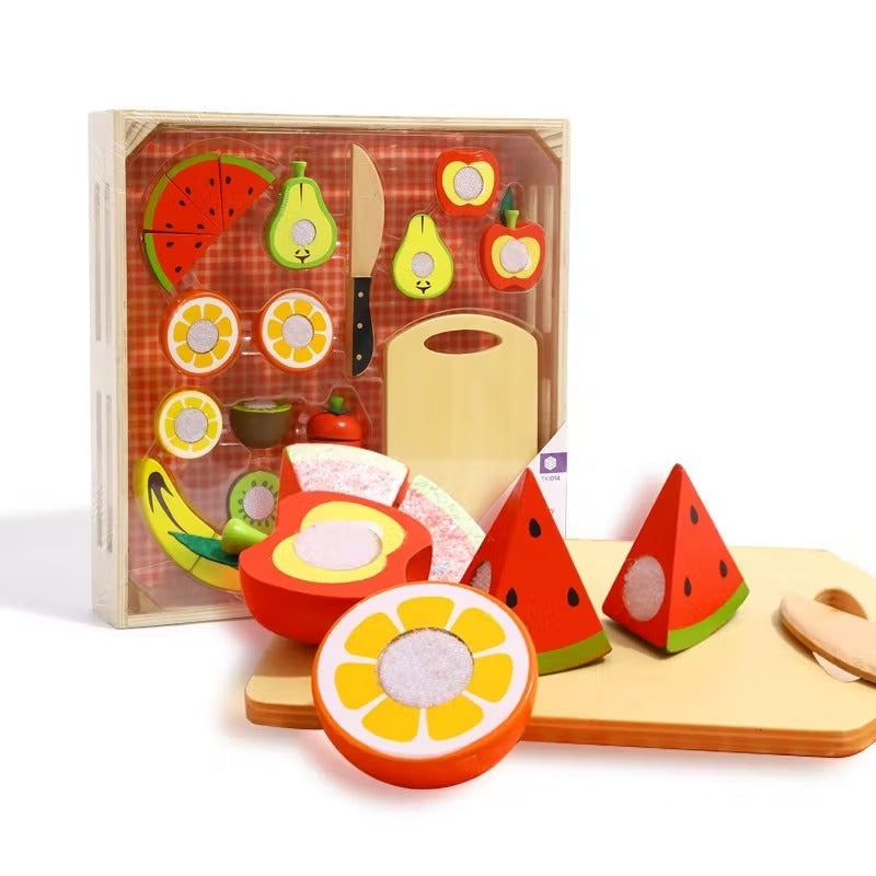 Fructe de taiat pentru bucatarii de jucarie - accesorii bucatarii copii - fructe de lemn
