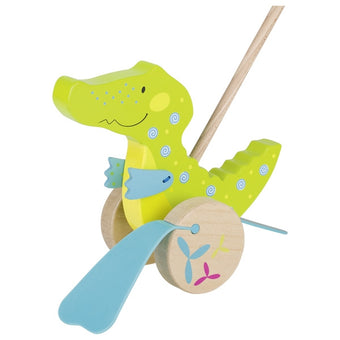 Jucarie de impins din lemn - Crocodilul - GOKI
