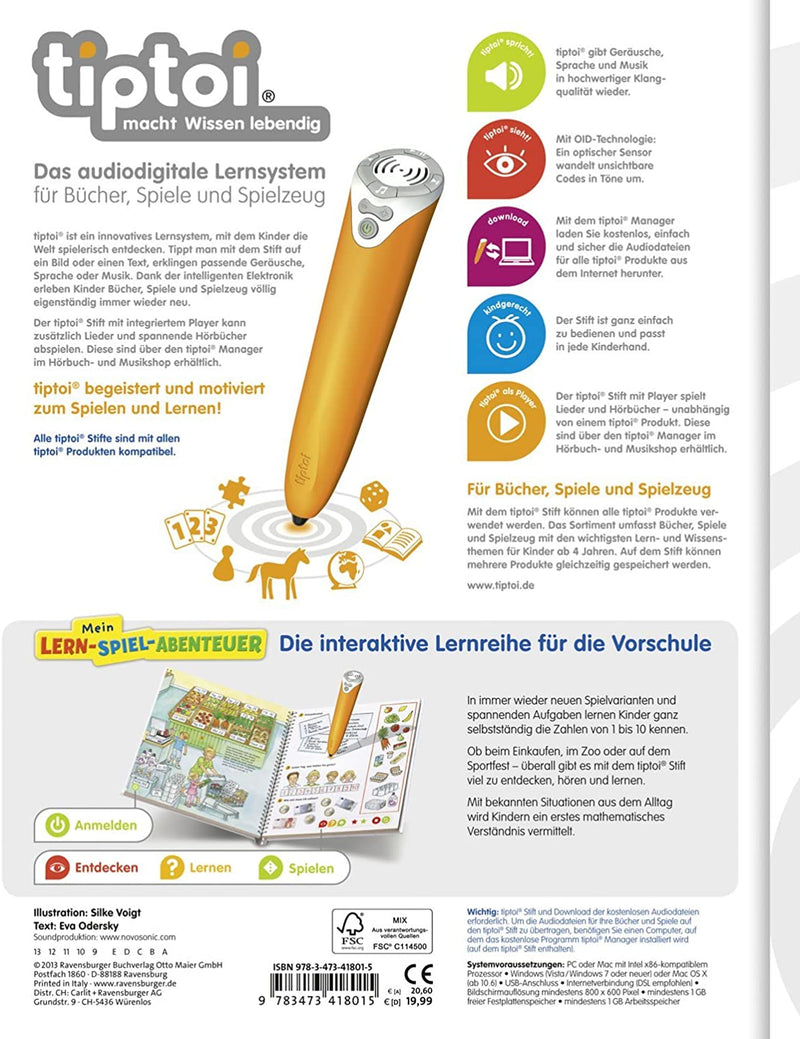 Pachet Carte interactiva si Creion TipToi Ravensburger Primele mele numere (carte in limba germana)