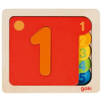 Puzzle Numere 1-5 - puzzle de lemn invata numerele GOKI