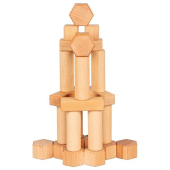 Cuburi de construit lemn lacuite cu ulei de nuca GOKI - copilaresti.ro