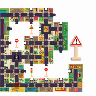 Puzzle gigant - traseu masinute de jucarie - Djeco Orasul