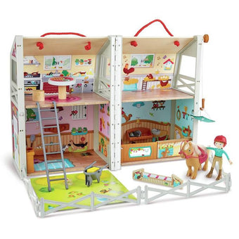 Casuta de papusi cu figurine - Set de joaca La ferma cu ponei HAPE