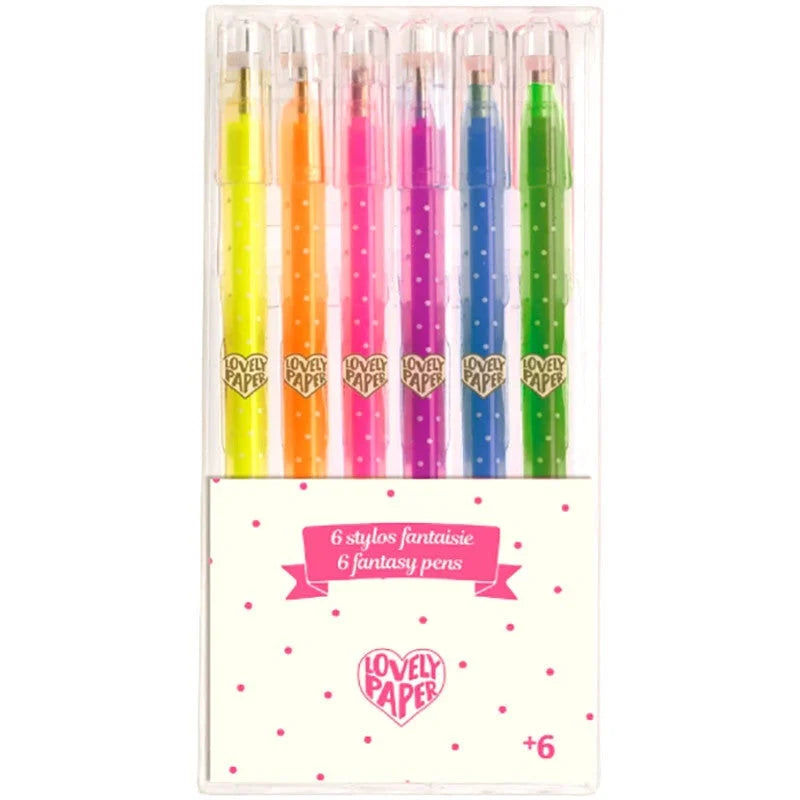 Set cu 6 roll-gel (markere) neon Djeco - accesorii desenat DJECO - papetarie Djeco