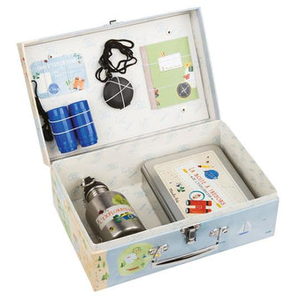 Valiza explorator Moulin Roty -set binoclu copii si busola
