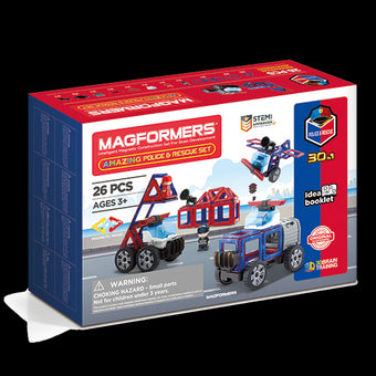 Set magnetic de construit- Magformers, masini de interventie - 26 piese - copilaresti.ro