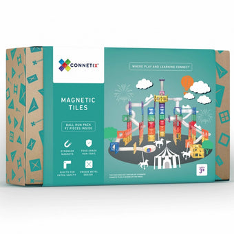 Set Magnetic Connetix - Marble Run - Traseu cu bile - 92 piese culori - Connetix Ball Run