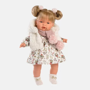 Papusa Llorens 38 cm Joelle - papusa cu sunete, papusa care plange - Joelle cu rochita si vestuta