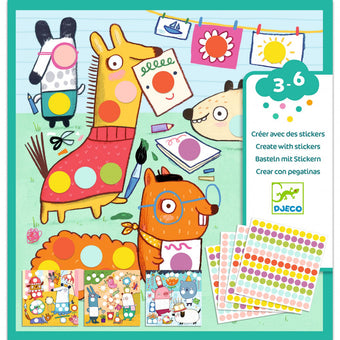 Set Creativ Cu Autocolante Djeco, Buline Colorate