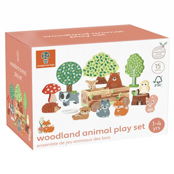 Set Cu Piese Din Lemn Animale De Padure, Orange Tree Toys