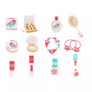 Masuta de toaleta din lemn pentru copii cu trusa machiaj de jucarie