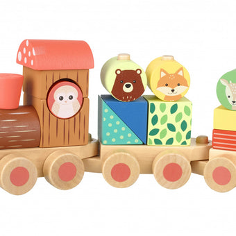 Trenulet Din Lemn Cu Forme Si Animale, Orange Tree Toys