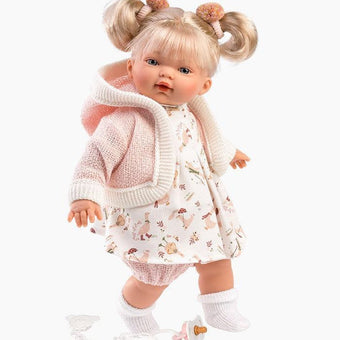 Papusa Llorens 33 cm Roberta - papusa cu sunete, papusa care plange, papusa blonda cu ochi albastri