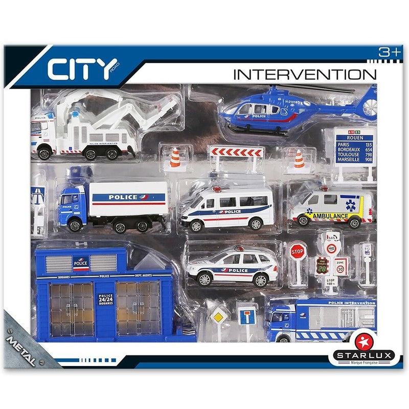 STARLUX City - Set masini de interventie - Politie - set masinute die cast - set de joaca politie