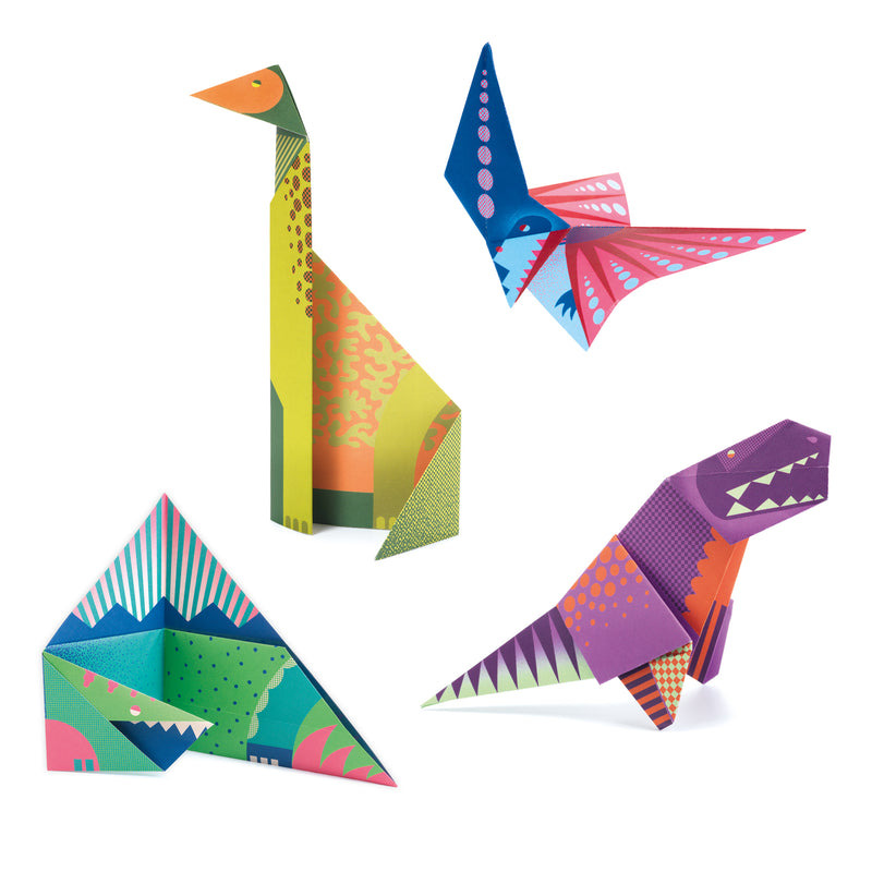 Origami dinozauri Djeco - o introducere in origami pentru copii - nivel incepator