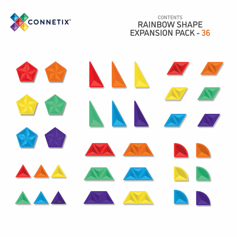 Set Magnetic Connetix - set curcubeu - extensie - 36 piese - Rainbow Shape Expansion Pack Connetix Magnetic Tiles -set de constructie magnetic