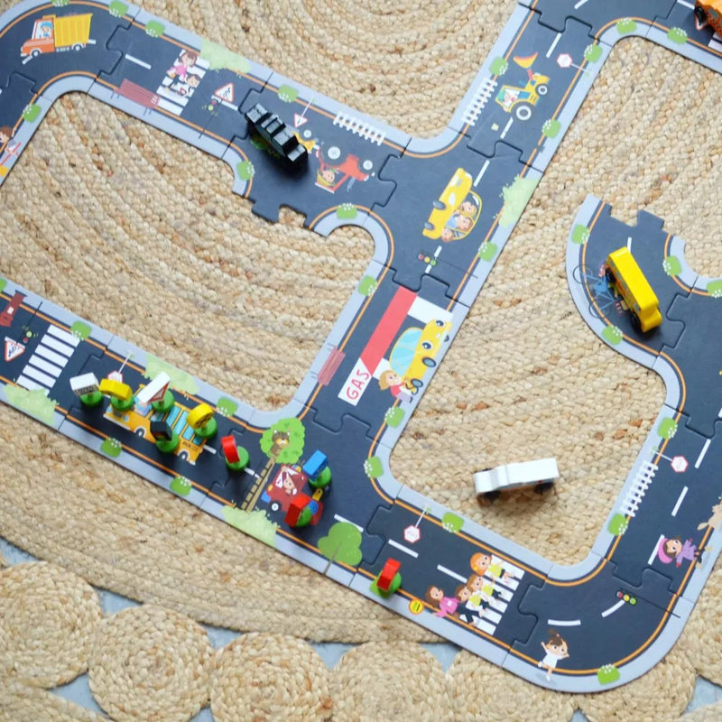 Puzzle gigant sosea - set de joaca drumuri pentru masinute
