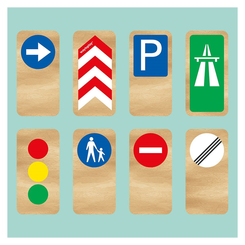 Set de jucarie cu semne de circulatie din lemn - Waytoplay accesorii pista de joaca
