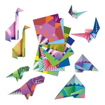 Origami dinozauri Djeco - o introducere in origami pentru copii - nivel incepator