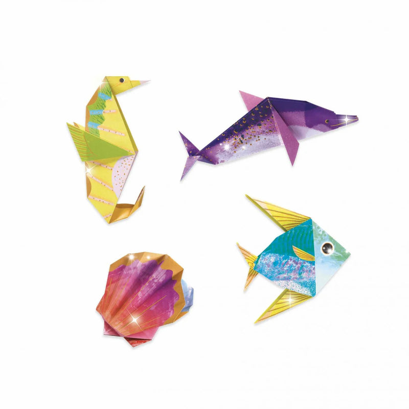 Origami animale din ocean Djeco - o introducere in origami pentru copii - nivel incepator