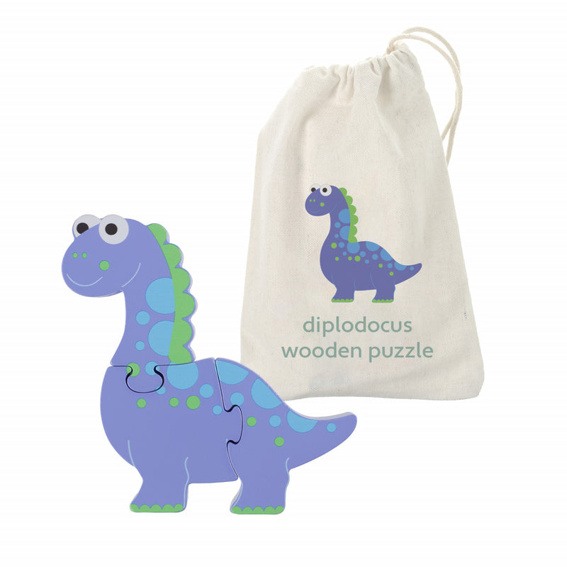 Puzzle Dinozaur Din Lemn - Diplodocus, Orange Tree Toys