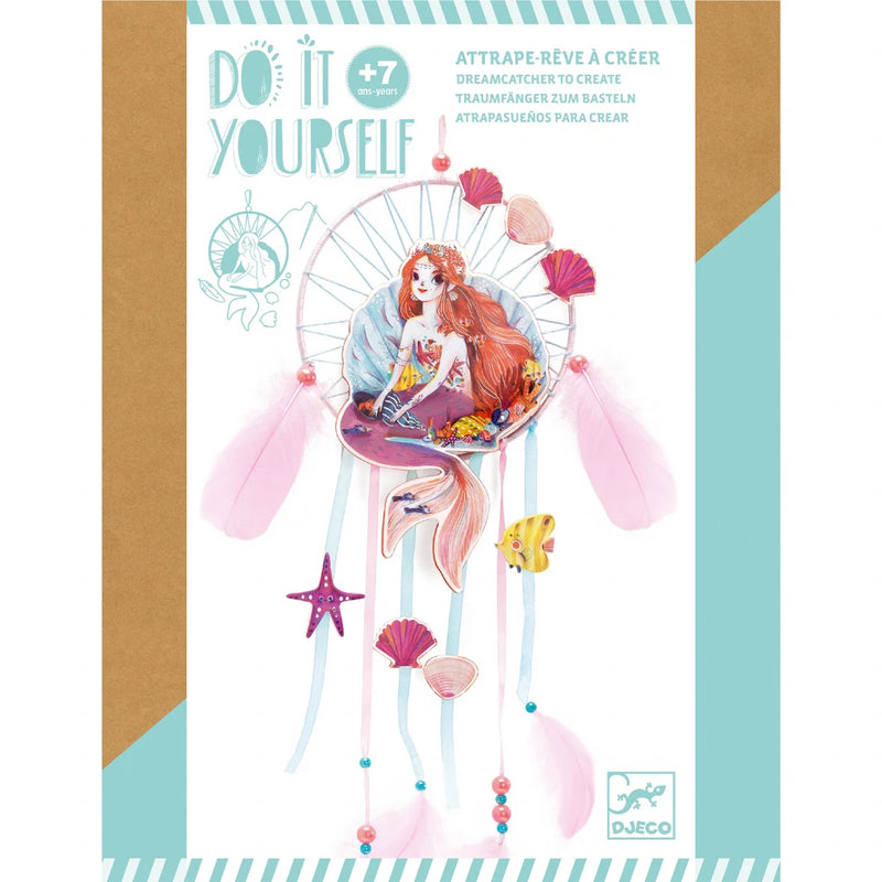 Set DIY Djeco, Dreamcatcher Sirena- kit DIY copii- activitati creative petreceri copii - set bricolaj copii