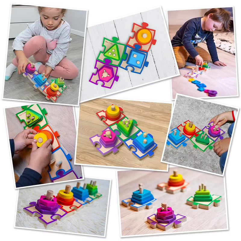 Jucarie motrica forme si culori - Max and Lea - bebe invata formele cu puzzle lemn