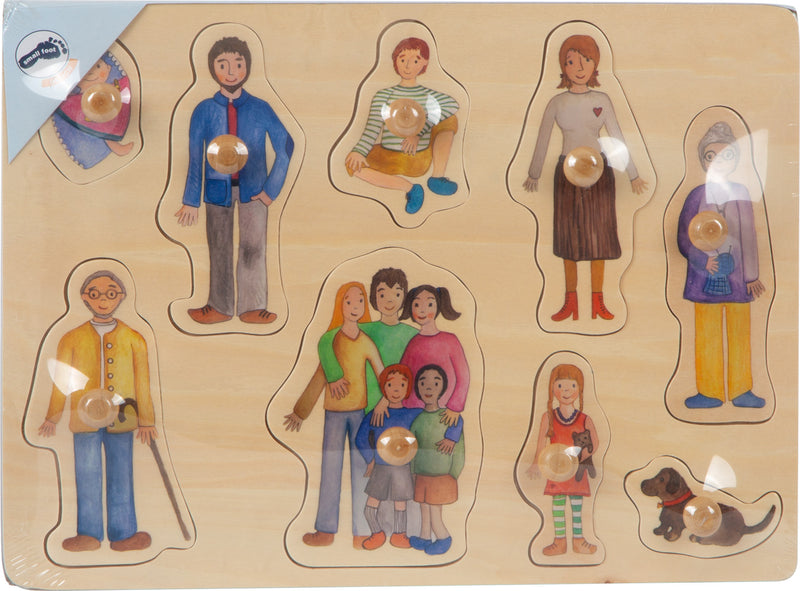 Puzzle de lemn cu buton - Familie si prieteni Small Foot by Legler