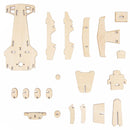 Jucarie STEM - Set DIY copii - Utilaje din lemn - Masinuta cu baterie solara