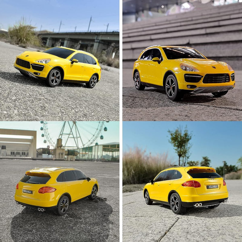Masina Cu Telecomanda Porsche Cayenne Turbo Galben Cu Scara 1 La 24