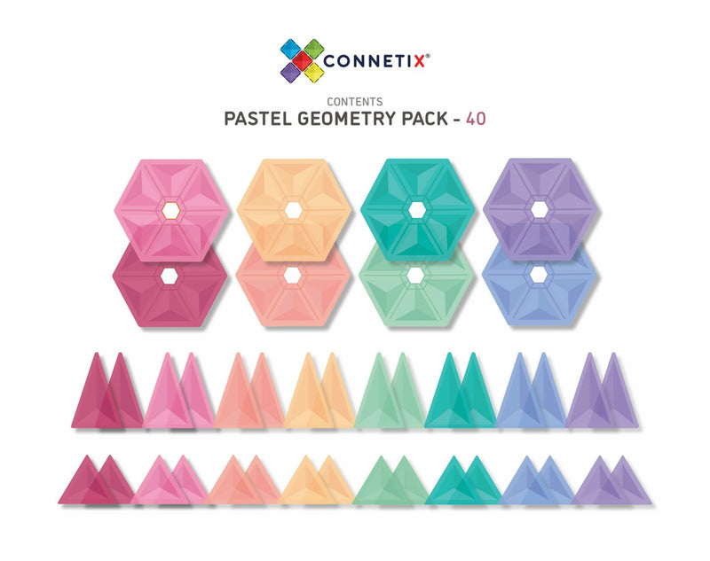 Set Magnetic Connetix - Set constructie magnetic, 40 piese Connetix Pastel Geometry Pack